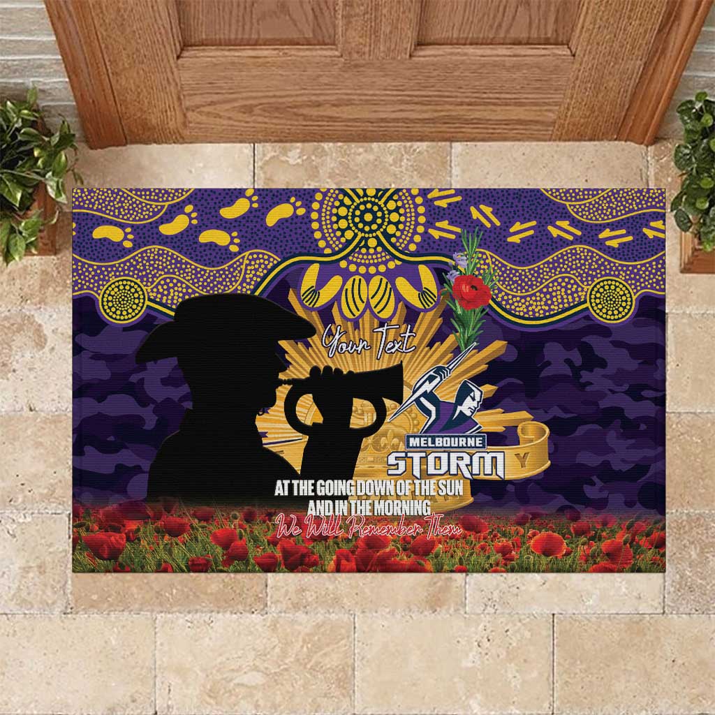 Personalised Melbourne Storm Rugby ANZAC Day Rubber Doormat Last Post Poppy We Will Remember Them