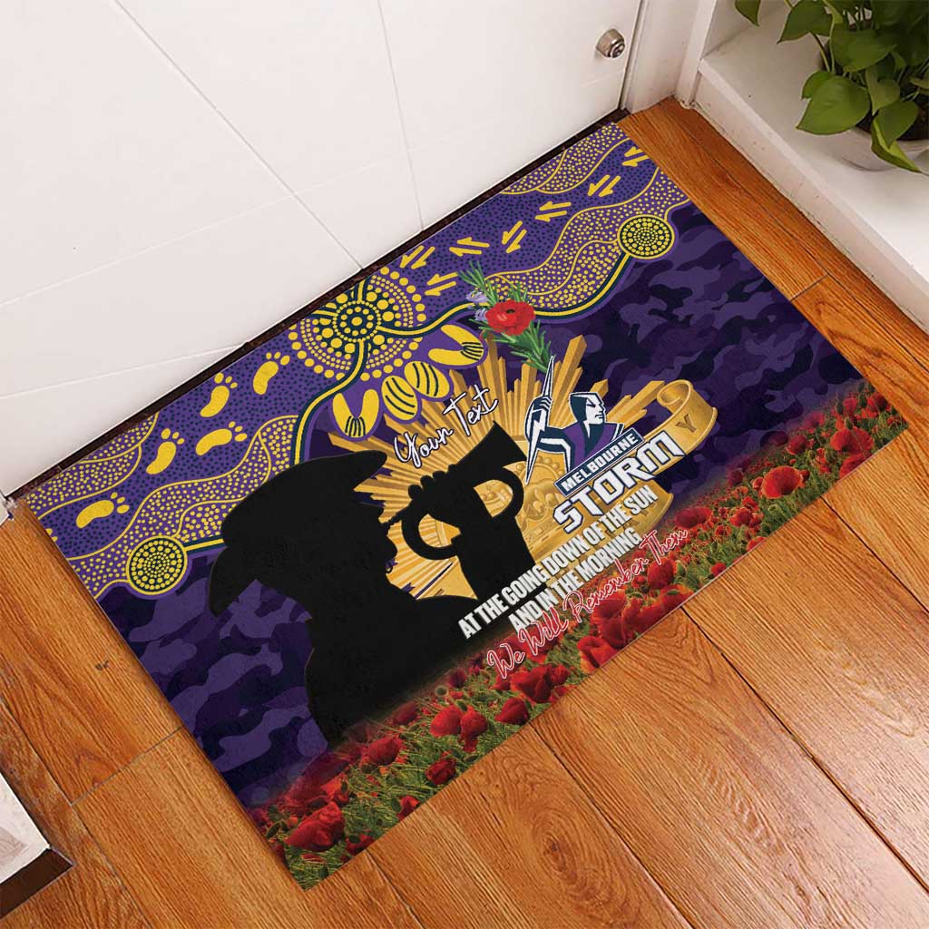 Personalised Melbourne Storm Rugby ANZAC Day Rubber Doormat Last Post Poppy We Will Remember Them
