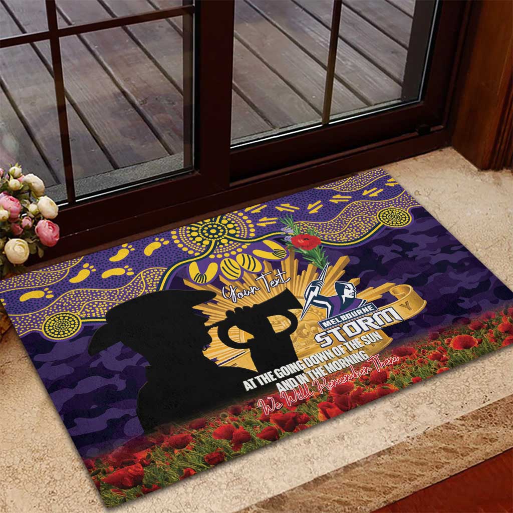 Personalised Melbourne Storm Rugby ANZAC Day Rubber Doormat Last Post Poppy We Will Remember Them