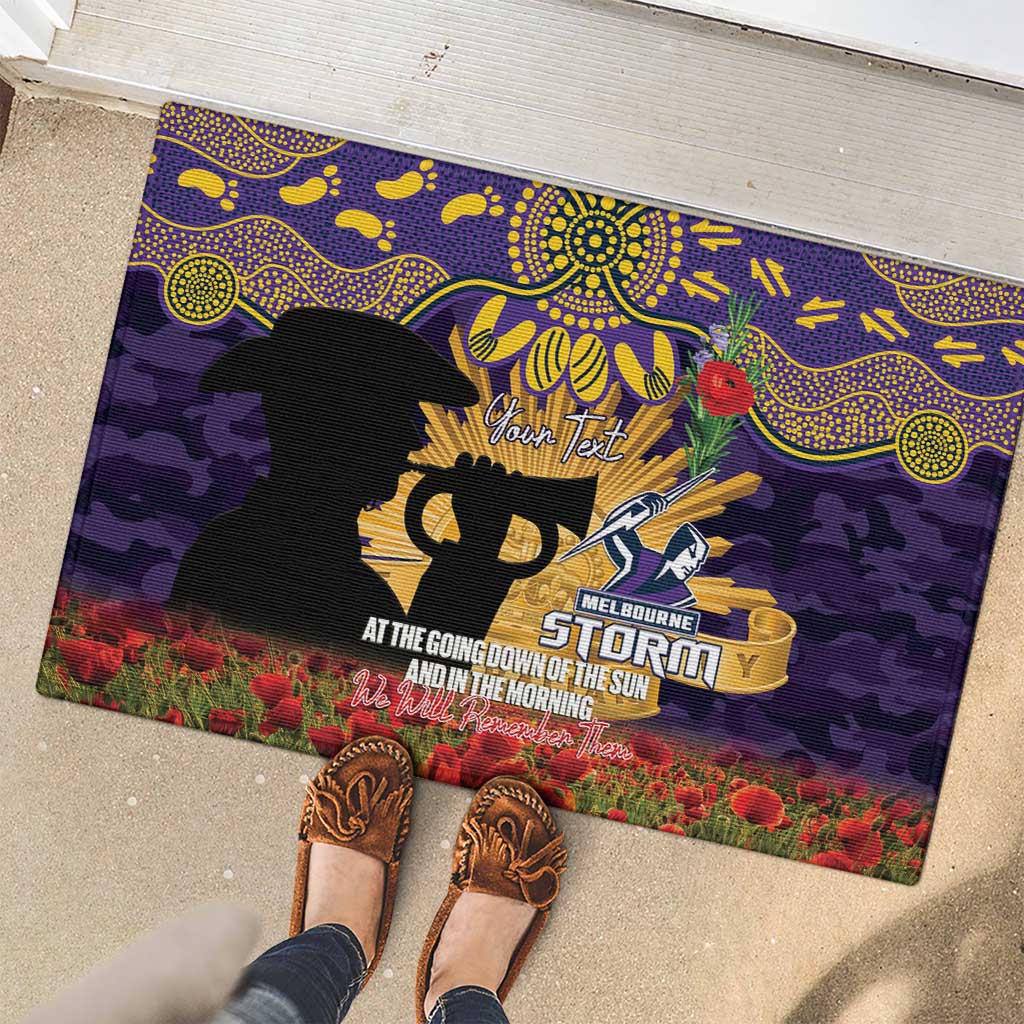 Personalised Melbourne Storm Rugby ANZAC Day Rubber Doormat Last Post Poppy We Will Remember Them