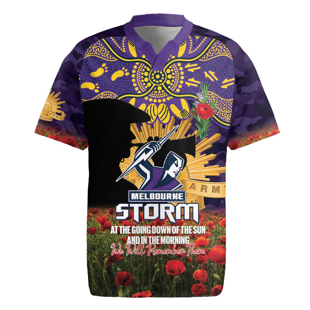 Personalised Melbourne Storm Rugby ANZAC Day Rugby Jersey Last Post Poppy We Will Remember Them