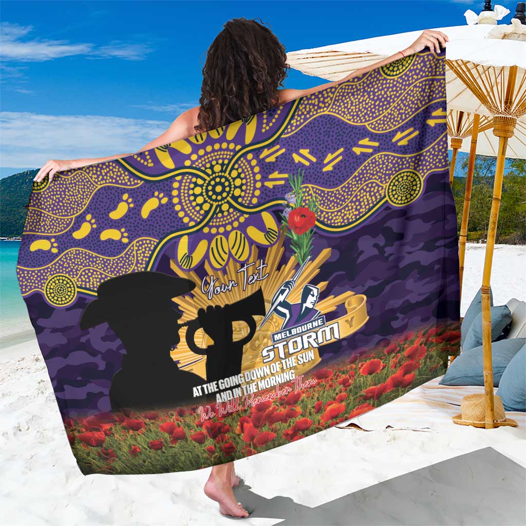 Personalised Melbourne Storm Rugby ANZAC Day Sarong Last Post Poppy We Will Remember Them