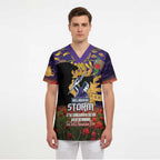 Personalised Melbourne Storm Rugby ANZAC Day Scrub Top Last Post Poppy We Will Remember Them