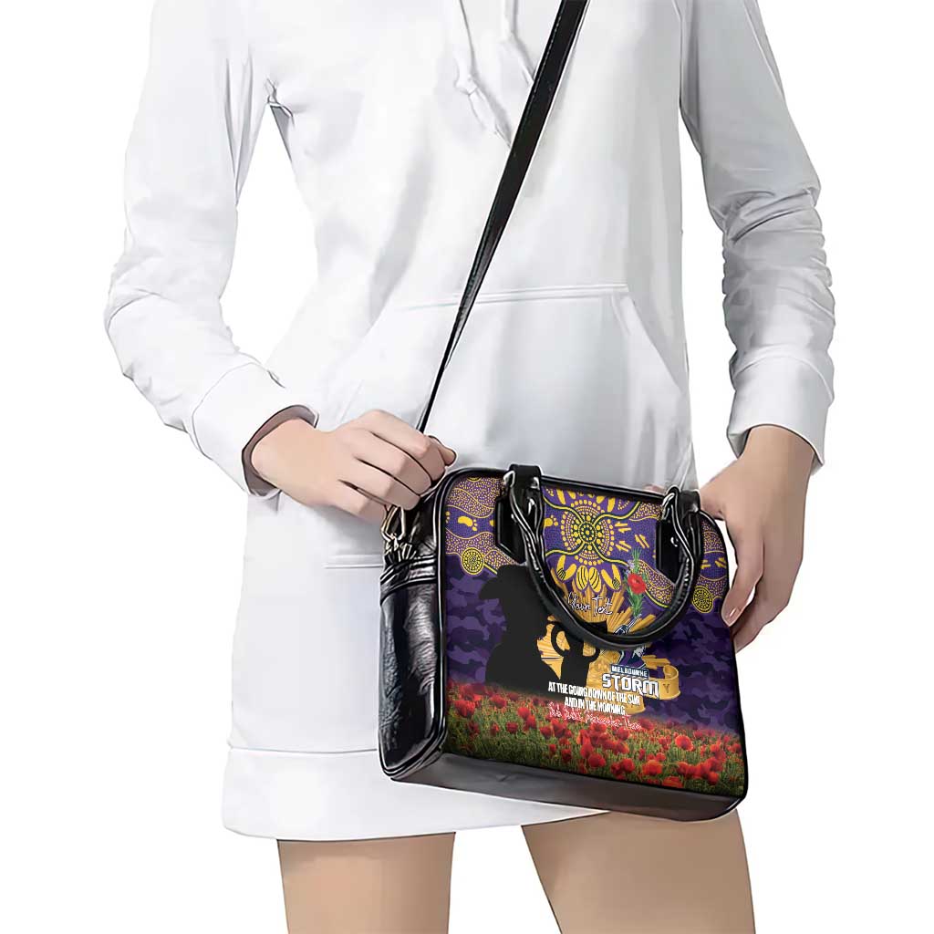 Personalised Melbourne Storm Rugby ANZAC Day Shoulder Handbag Last Post Poppy We Will Remember Them