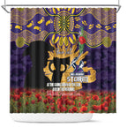 Personalised Melbourne Storm Rugby ANZAC Day Shower Curtain Last Post Poppy We Will Remember Them