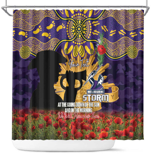 Personalised Melbourne Storm Rugby ANZAC Day Shower Curtain Last Post Poppy We Will Remember Them