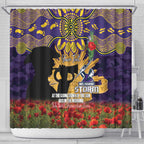 Personalised Melbourne Storm Rugby ANZAC Day Shower Curtain Last Post Poppy We Will Remember Them