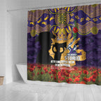 Personalised Melbourne Storm Rugby ANZAC Day Shower Curtain Last Post Poppy We Will Remember Them