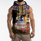 Personalised Melbourne Storm Rugby ANZAC Day Sleeveless Hoodie Last Post Poppy We Will Remember Them