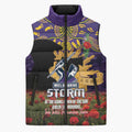 Personalised Melbourne Storm Rugby ANZAC Day Sleeveless Puffer Jacket Last Post Poppy We Will Remember Them