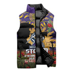 Personalised Melbourne Storm Rugby ANZAC Day Sleeveless Puffer Jacket Last Post Poppy We Will Remember Them