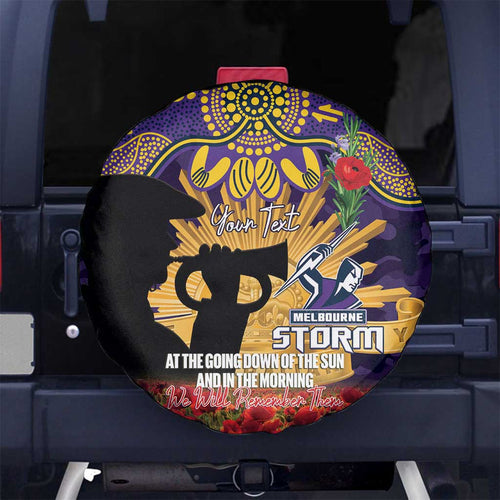 Personalised Melbourne Storm Rugby ANZAC Day Spare Tire Cover Last Post Poppy We Will Remember Them
