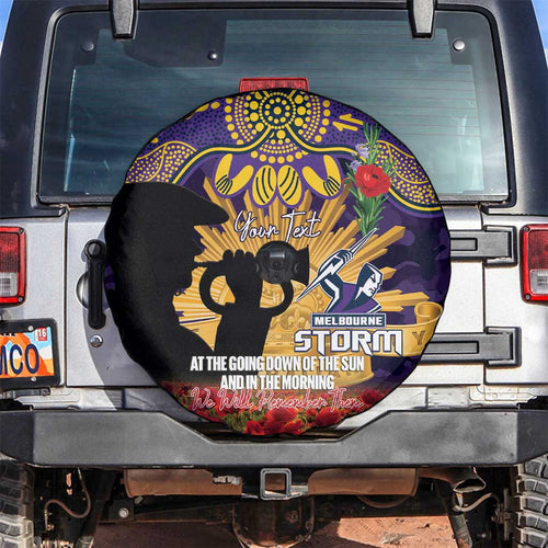 Personalised Melbourne Storm Rugby ANZAC Day Spare Tire Cover Last Post Poppy We Will Remember Them