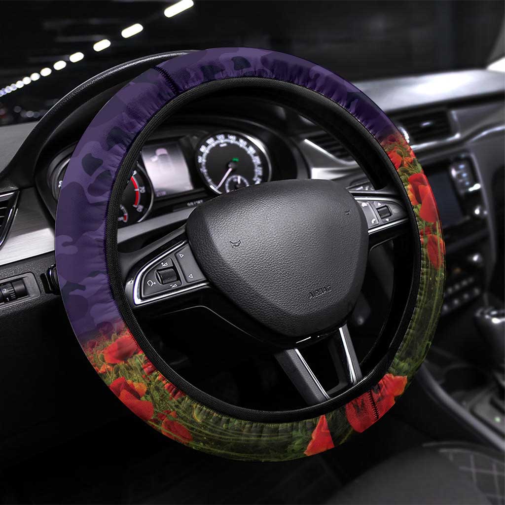Melbourne Storm Rugby ANZAC Day Steering Wheel Cover Last Post Poppy We Will Remember Them