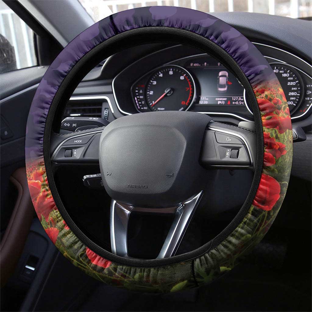 Melbourne Storm Rugby ANZAC Day Steering Wheel Cover Last Post Poppy We Will Remember Them