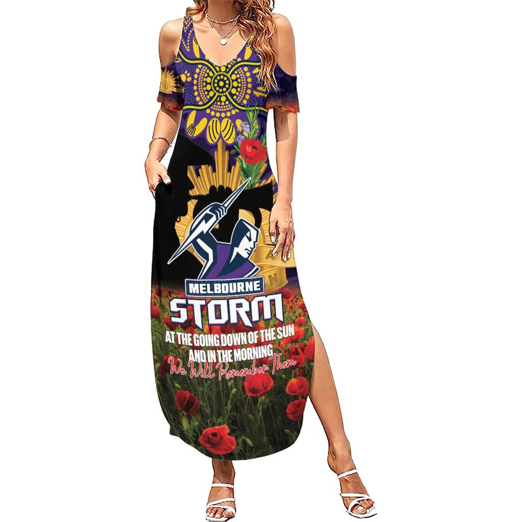 Personalised Melbourne Storm Rugby ANZAC Day Summer Maxi Dress Last Post Poppy We Will Remember Them