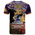 Personalised Melbourne Storm Rugby ANZAC Day T Shirt Last Post Poppy We Will Remember Them