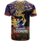 Personalised Melbourne Storm Rugby ANZAC Day T Shirt Last Post Poppy We Will Remember Them