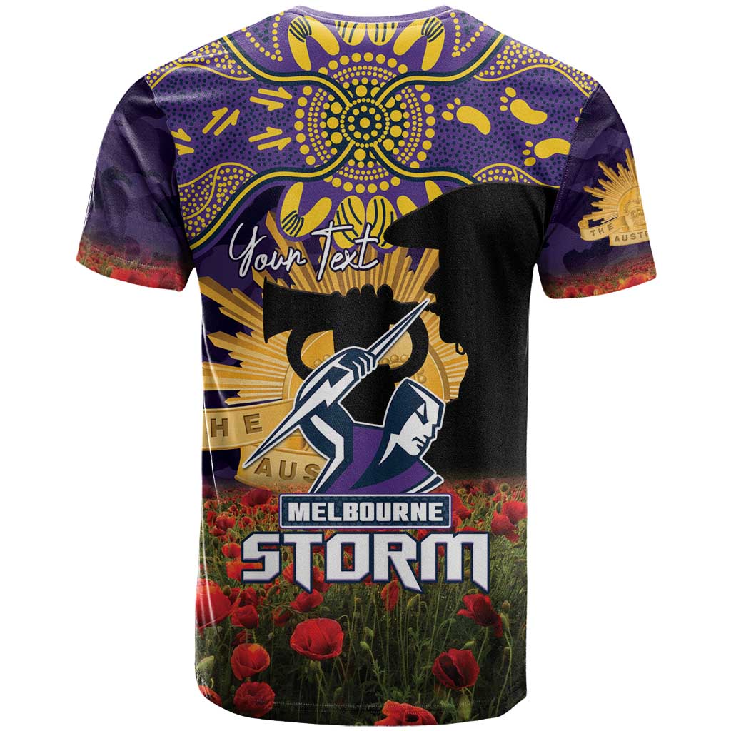 Personalised Melbourne Storm Rugby ANZAC Day T Shirt Last Post Poppy We Will Remember Them