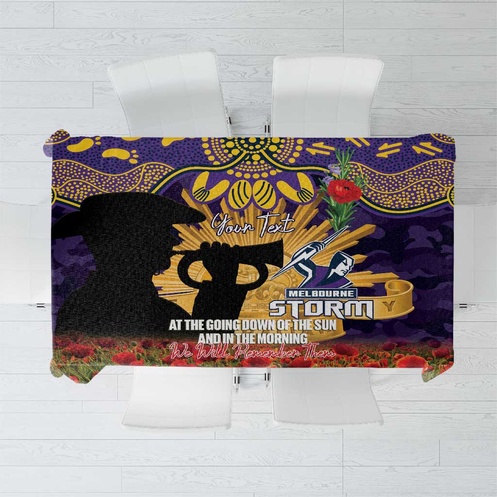 Personalised Melbourne Storm Rugby ANZAC Day Tablecloth Last Post Poppy We Will Remember Them