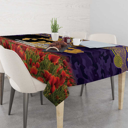Personalised Melbourne Storm Rugby ANZAC Day Tablecloth Last Post Poppy We Will Remember Them
