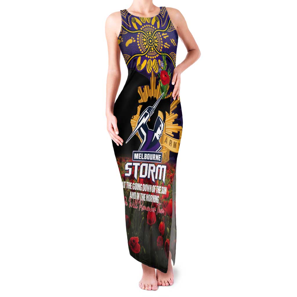 Personalised Melbourne Storm Rugby ANZAC Day Tank Maxi Dress Last Post Poppy We Will Remember Them