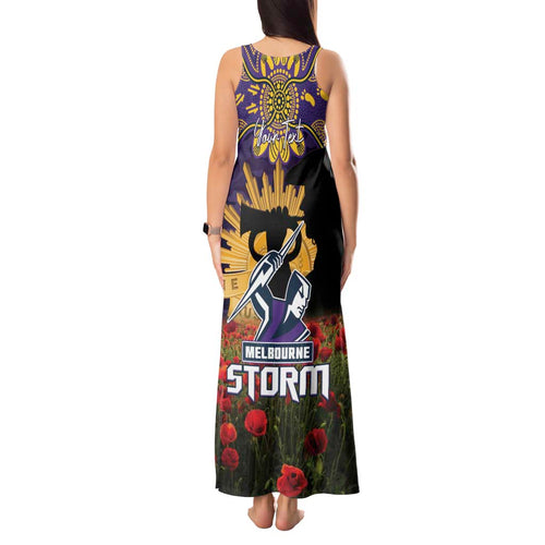 Personalised Melbourne Storm Rugby ANZAC Day Tank Maxi Dress Last Post Poppy We Will Remember Them
