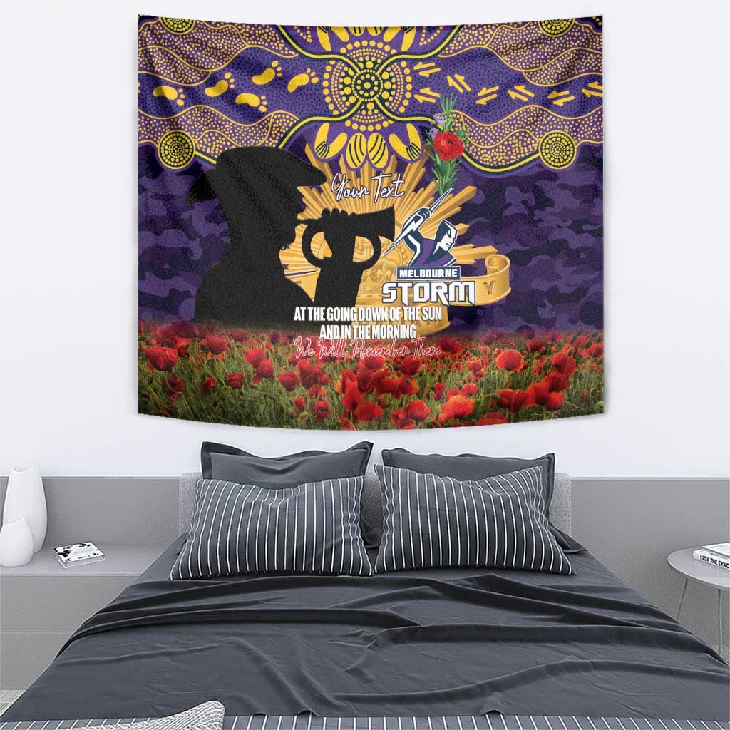 Personalised Melbourne Storm Rugby ANZAC Day Tapestry Last Post Poppy We Will Remember Them
