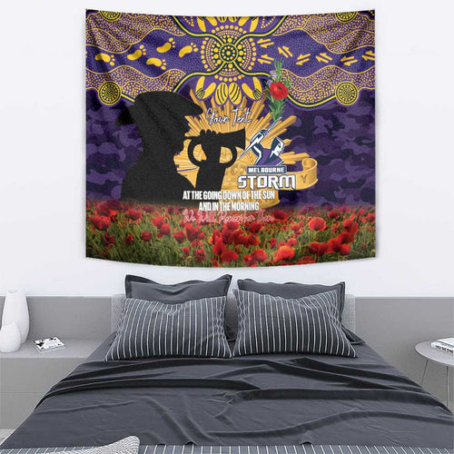 Personalised Melbourne Storm Rugby ANZAC Day Tapestry Last Post Poppy We Will Remember Them