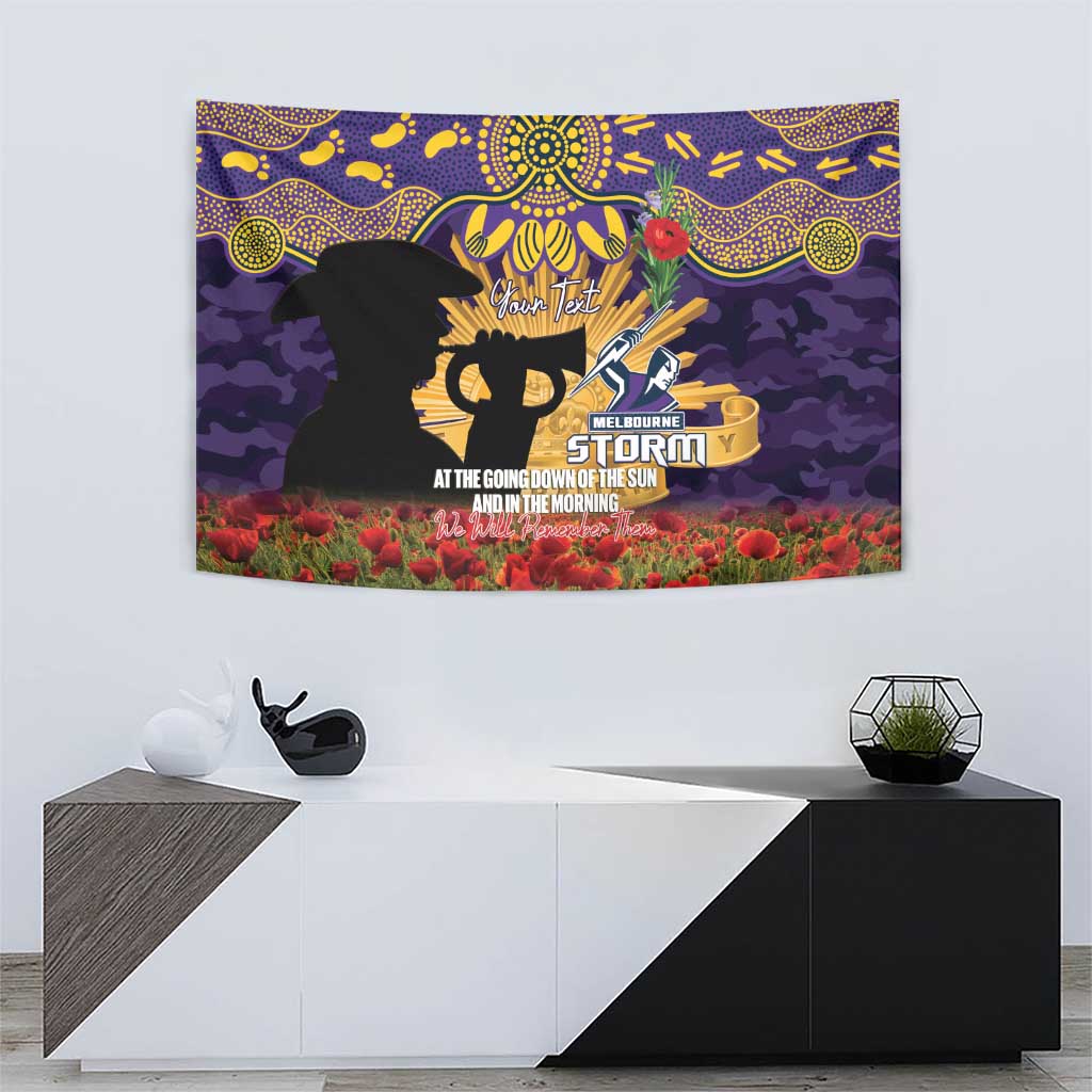 Personalised Melbourne Storm Rugby ANZAC Day Tapestry Last Post Poppy We Will Remember Them