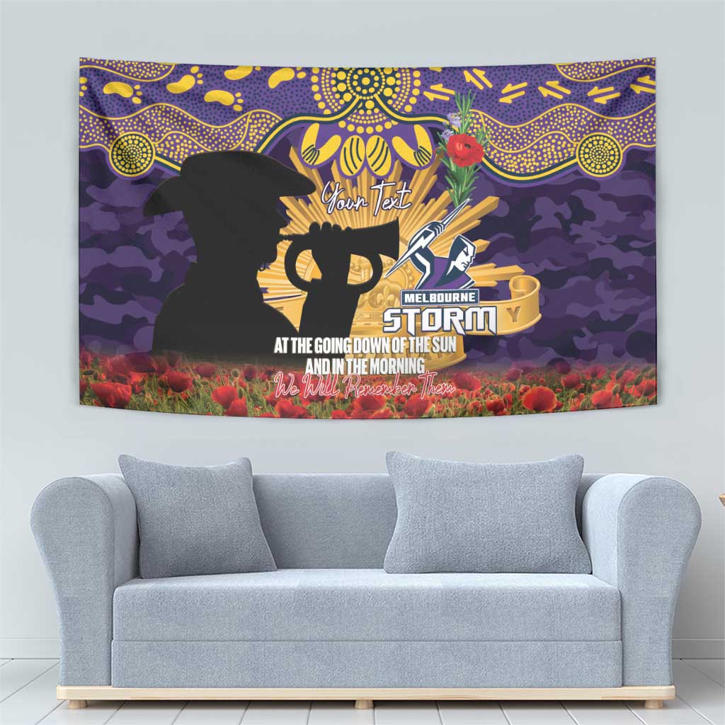 Personalised Melbourne Storm Rugby ANZAC Day Tapestry Last Post Poppy We Will Remember Them