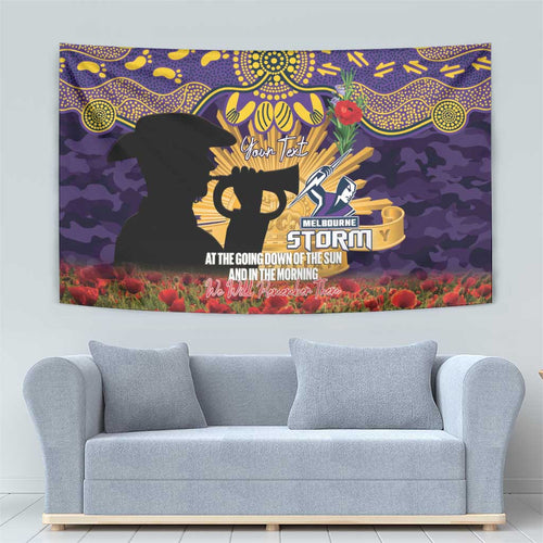 Personalised Melbourne Storm Rugby ANZAC Day Tapestry Last Post Poppy We Will Remember Them