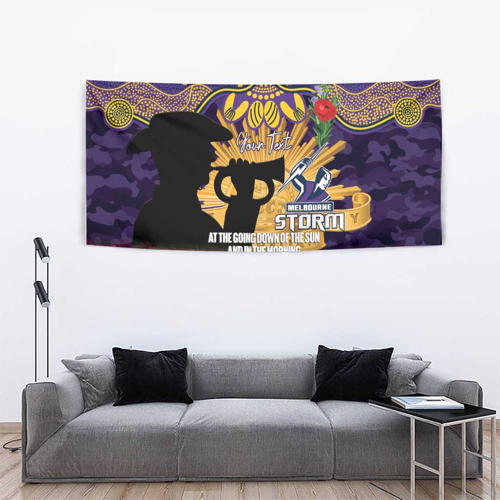 Personalised Melbourne Storm Rugby ANZAC Day Tapestry Last Post Poppy We Will Remember Them