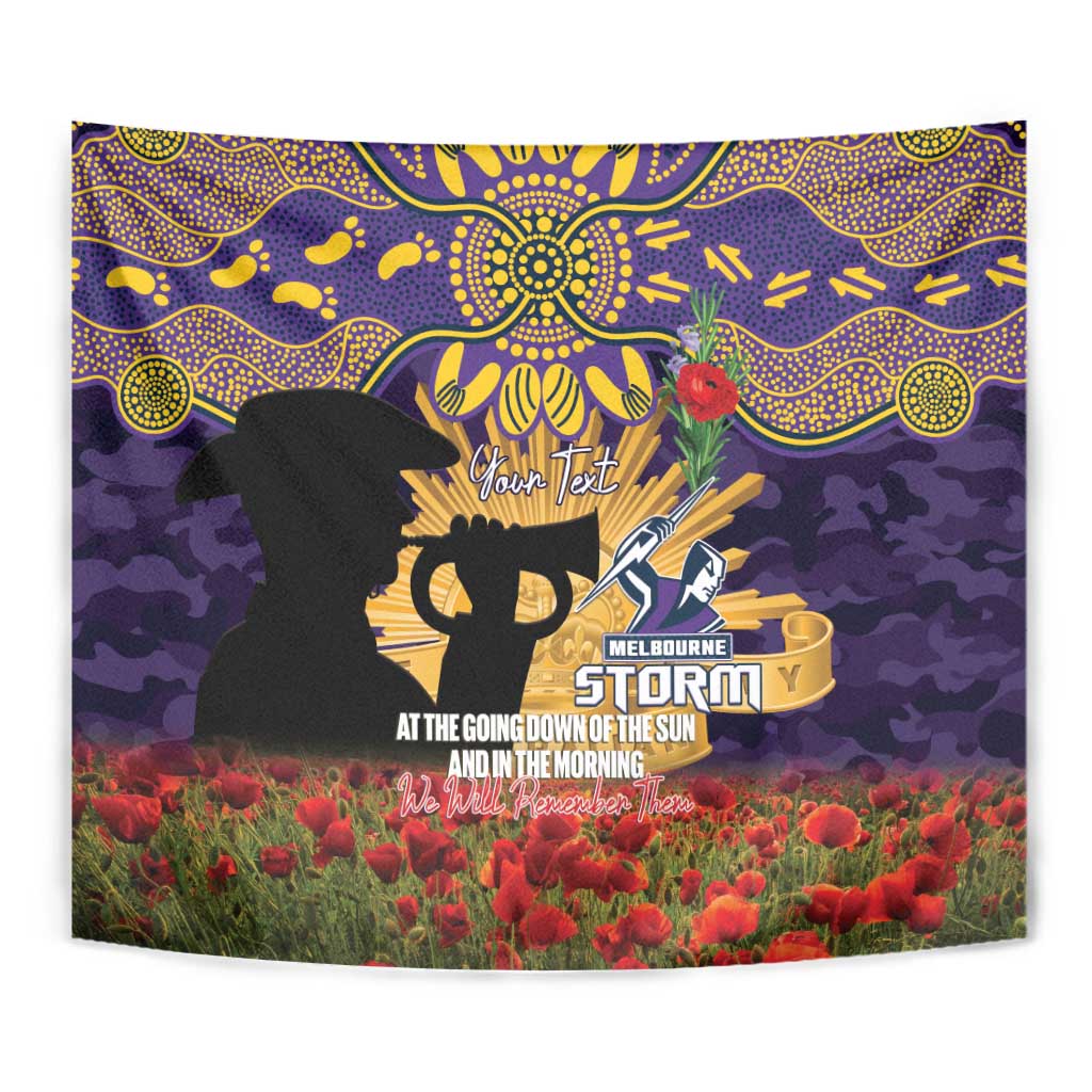 Personalised Melbourne Storm Rugby ANZAC Day Tapestry Last Post Poppy We Will Remember Them