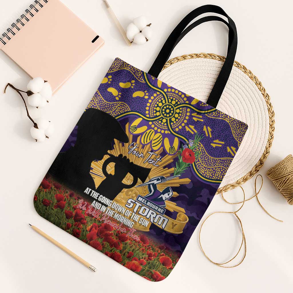 Personalised Melbourne Storm Rugby ANZAC Day Tote Bag Last Post Poppy We Will Remember Them