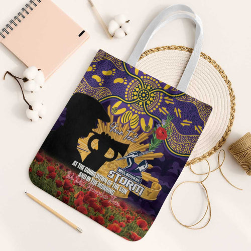 Personalised Melbourne Storm Rugby ANZAC Day Tote Bag Last Post Poppy We Will Remember Them