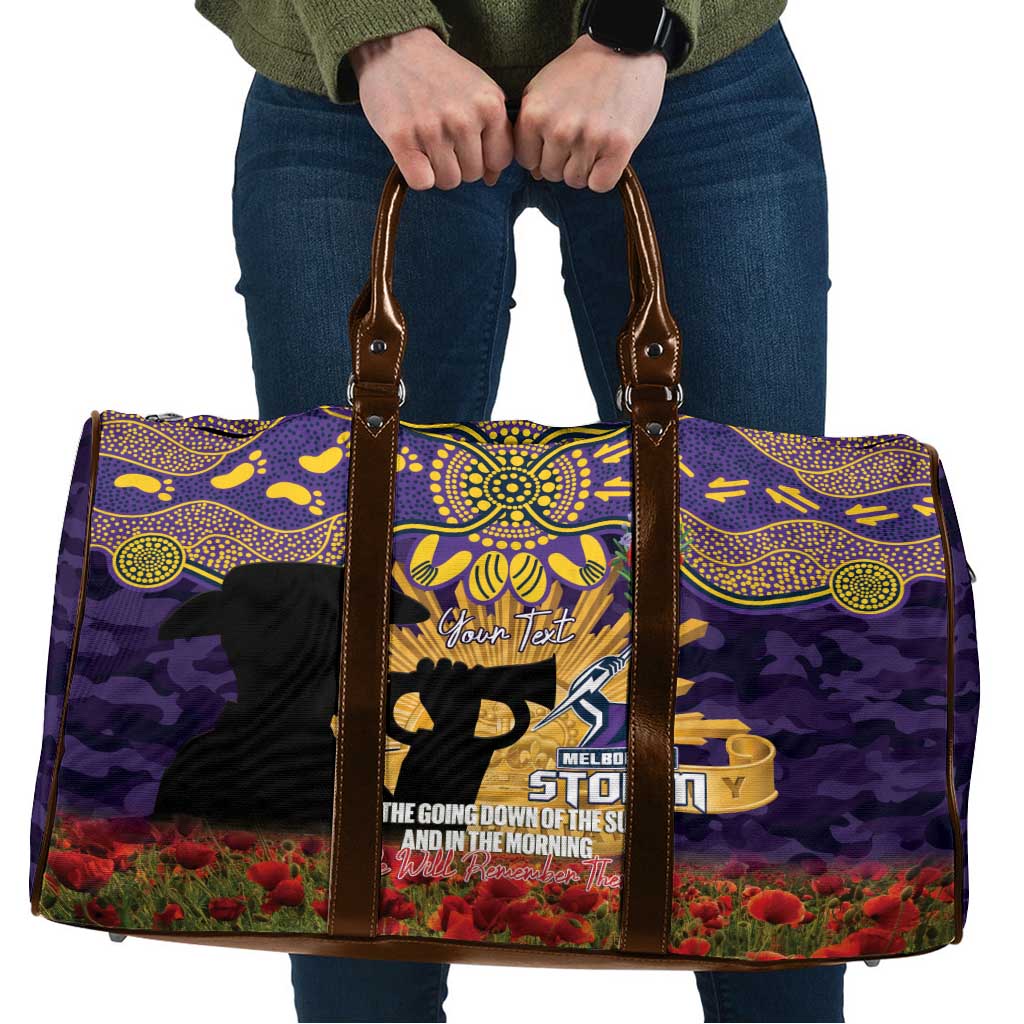 Personalised Melbourne Storm Rugby ANZAC Day Travel Bag Last Post Poppy We Will Remember Them
