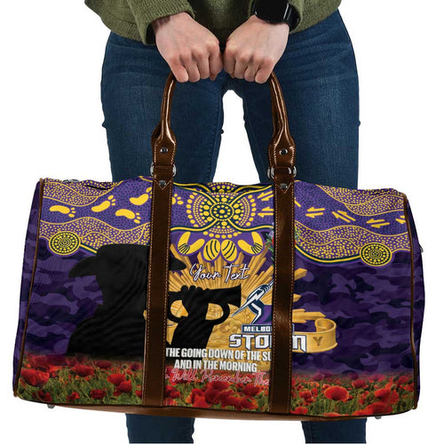 Personalised Melbourne Storm Rugby ANZAC Day Travel Bag Last Post Poppy We Will Remember Them