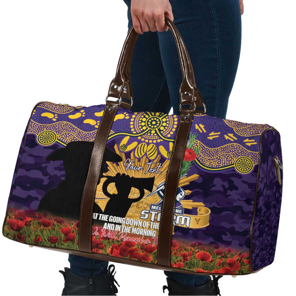 Personalised Melbourne Storm Rugby ANZAC Day Travel Bag Last Post Poppy We Will Remember Them