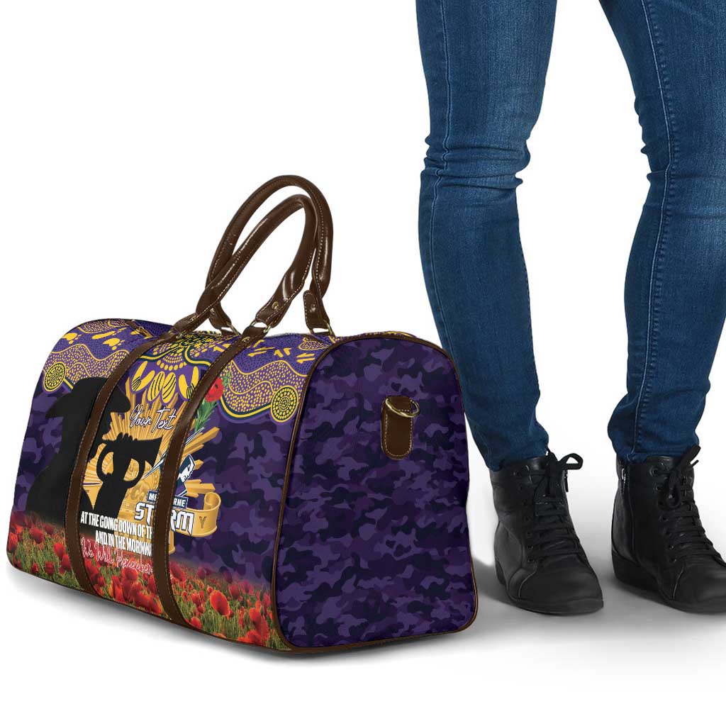 Personalised Melbourne Storm Rugby ANZAC Day Travel Bag Last Post Poppy We Will Remember Them