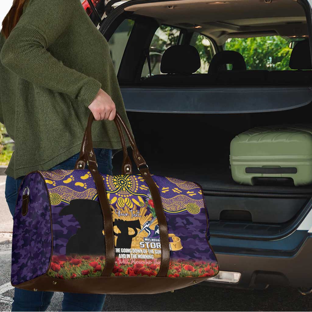 Personalised Melbourne Storm Rugby ANZAC Day Travel Bag Last Post Poppy We Will Remember Them