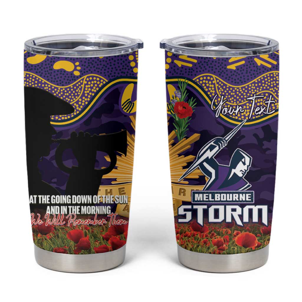 Personalised Melbourne Storm Rugby ANZAC Day Tumbler Cup Last Post Poppy We Will Remember Them