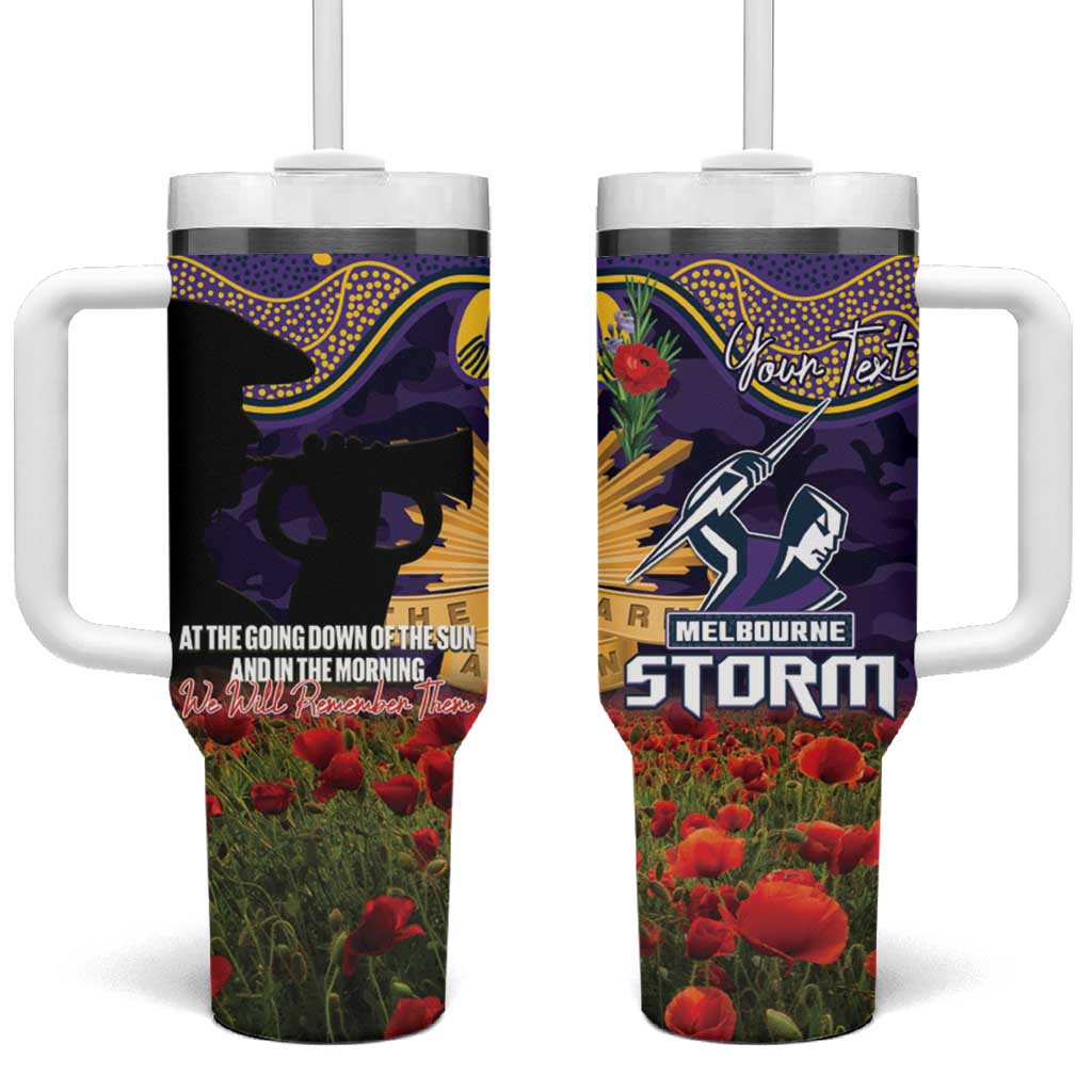 Personalised Melbourne Storm Rugby ANZAC Day Tumbler With Handle Last Post Poppy We Will Remember Them