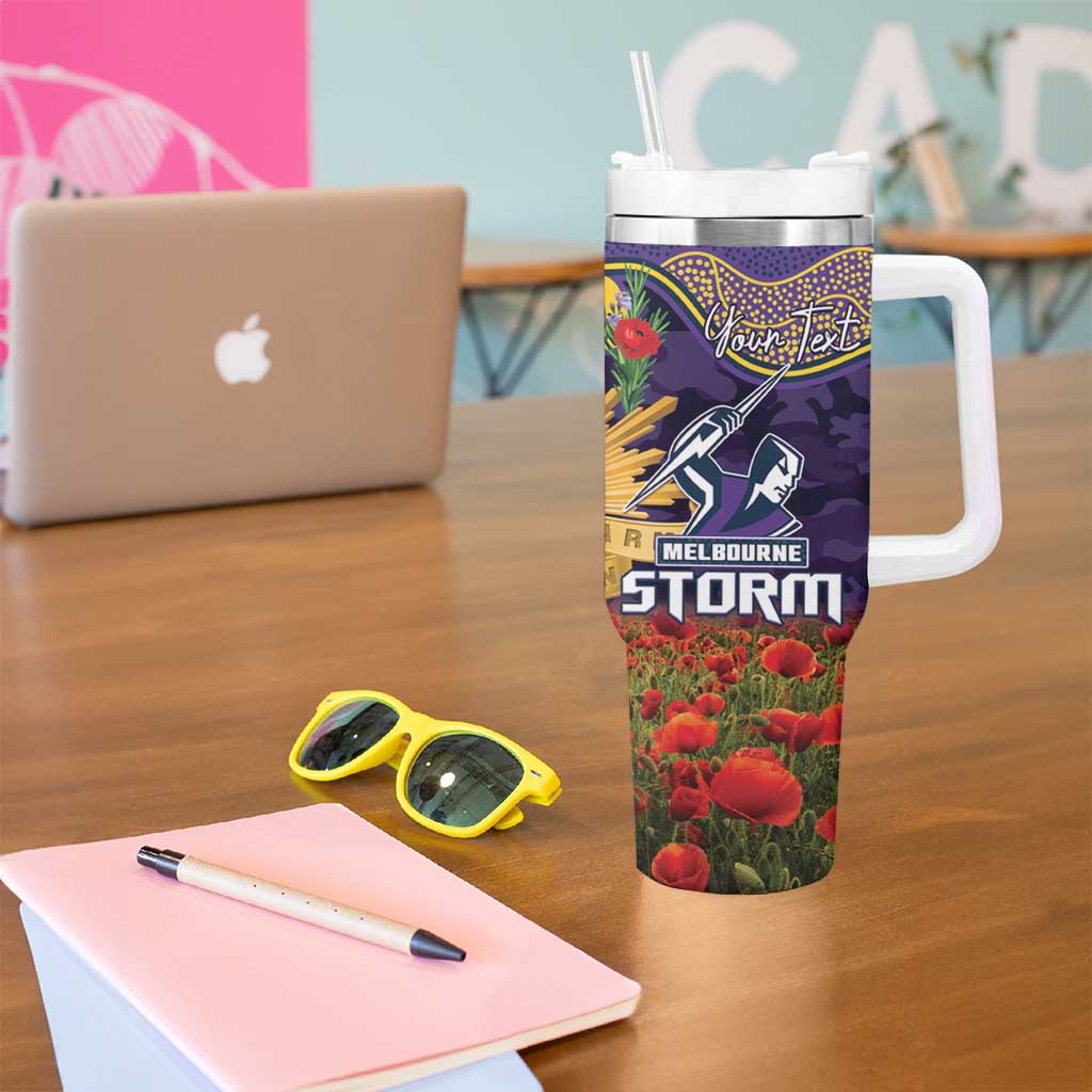 Personalised Melbourne Storm Rugby ANZAC Day Tumbler With Handle Last Post Poppy We Will Remember Them