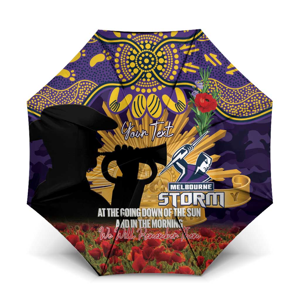 Personalised Melbourne Storm Rugby ANZAC Day Umbrella Last Post Poppy We Will Remember Them