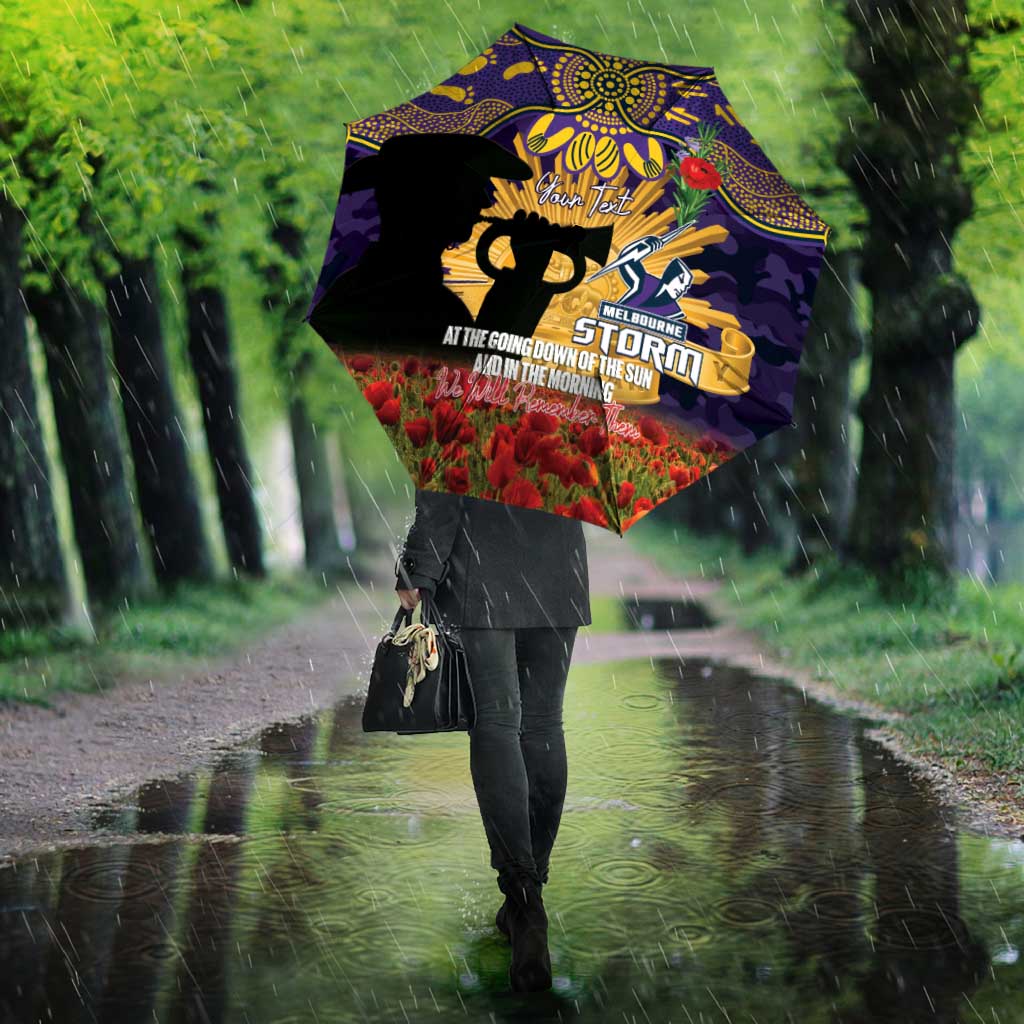 Personalised Melbourne Storm Rugby ANZAC Day Umbrella Last Post Poppy We Will Remember Them