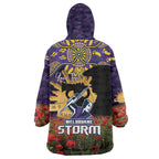 Personalised Melbourne Storm Rugby ANZAC Day Wearable Blanket Hoodie Last Post Poppy We Will Remember Them