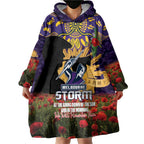 Personalised Melbourne Storm Rugby ANZAC Day Wearable Blanket Hoodie Last Post Poppy We Will Remember Them