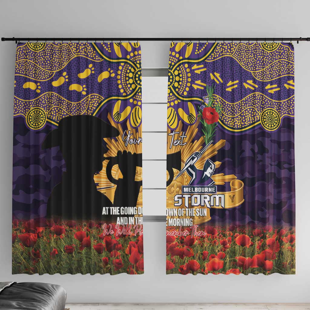 Personalised Melbourne Storm Rugby ANZAC Day Window Curtain Last Post Poppy We Will Remember Them