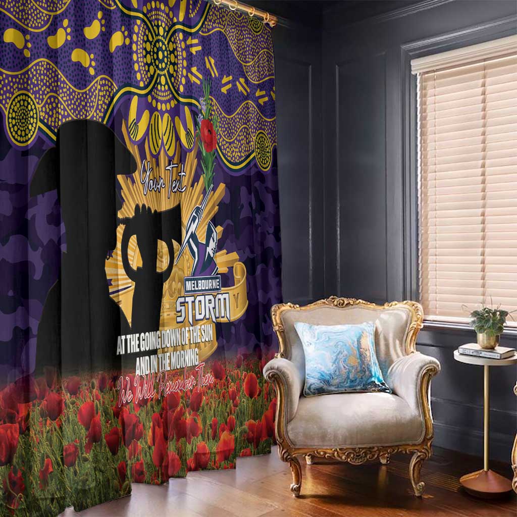 Personalised Melbourne Storm Rugby ANZAC Day Window Curtain Last Post Poppy We Will Remember Them